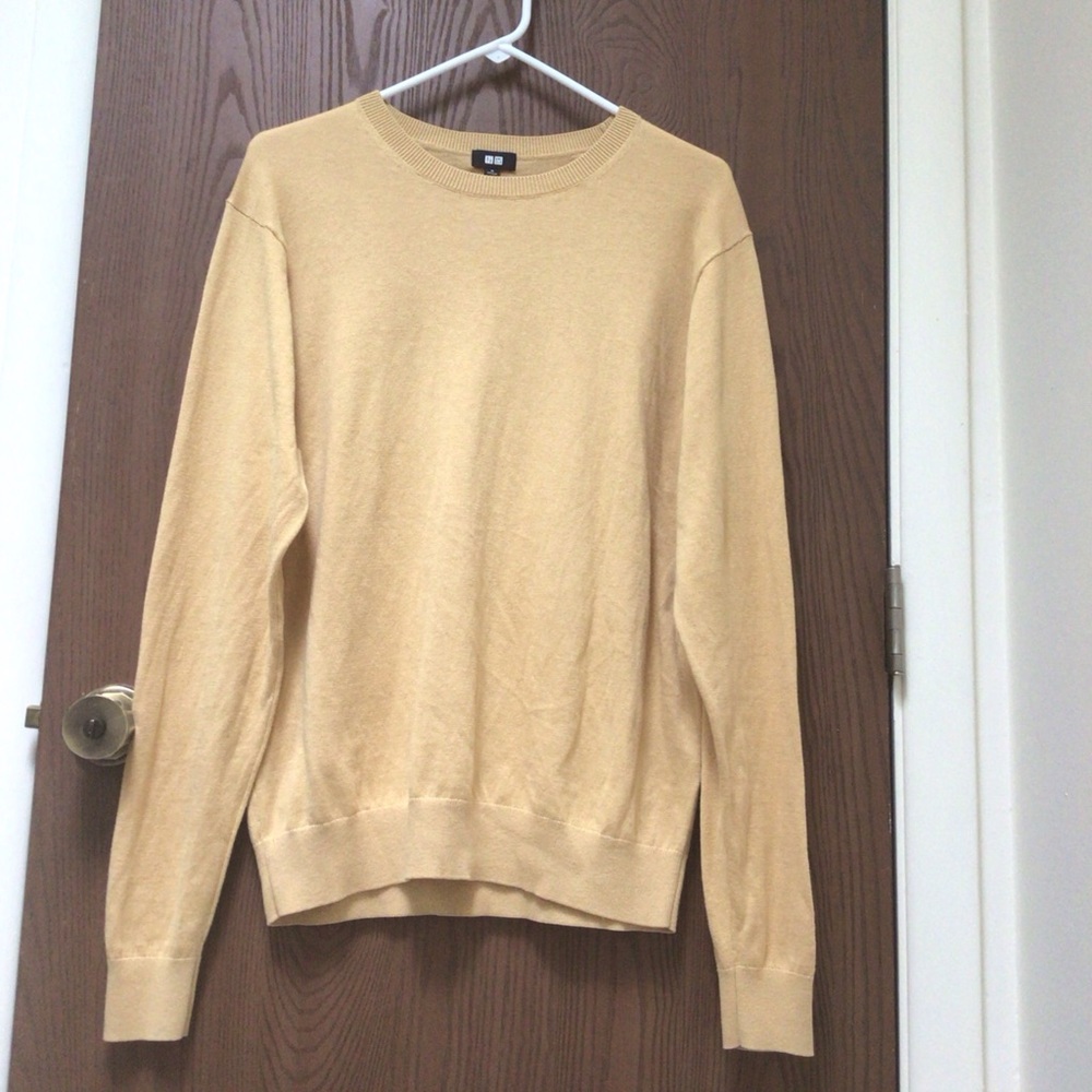 Uniqlo Men's maize Crewneck Sweater cotton blend lightweight, sz M